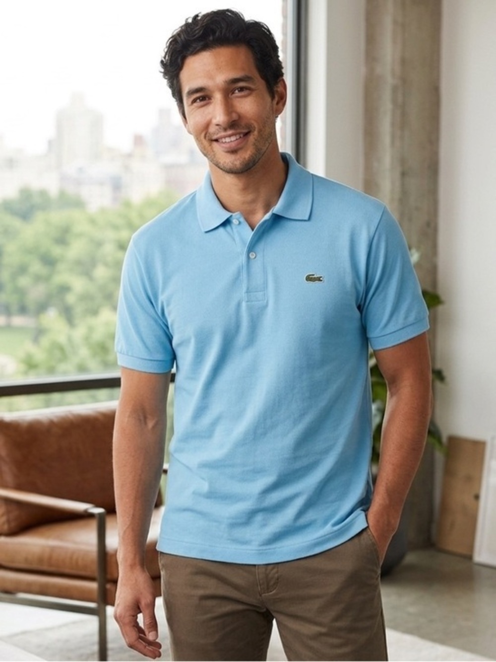 Lacoste Men's Size 6 Blue Polo Shirt 100% Cotton Embroidered Logo France XL